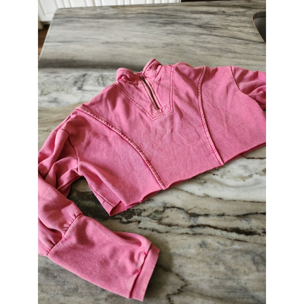 Out‎ From Under Urban Outfitters Pink Cropped Sweatshirt Small Raw Hem